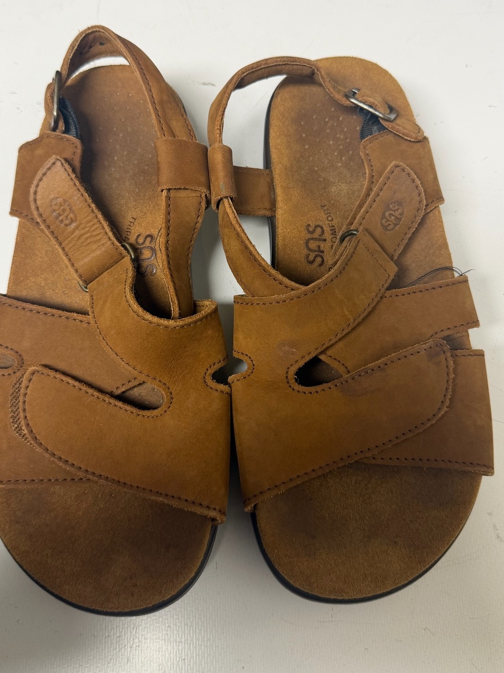 SAS Tan Suede Adjustable Strap Sandals